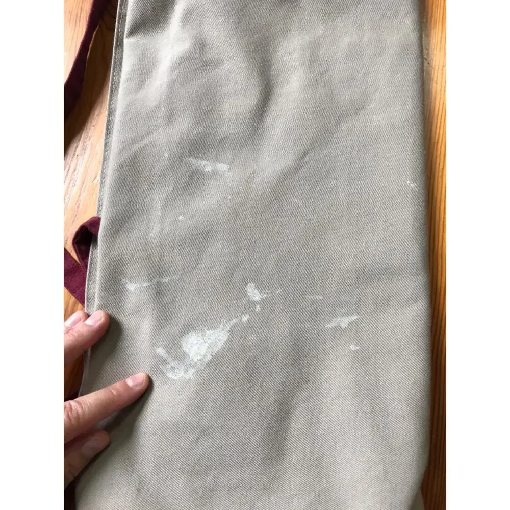 Khaki Maroon Cafe Bistro Chef Kitchen Restaurant Uniform Poly Cotton Waist Apron